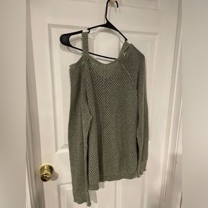 Maurice’s sage green cold shoulder open knit sweater sz XL